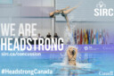 Artistic swimmers in competition with the quote "we are headstrong"