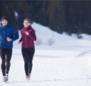 Two runners outside in the winter