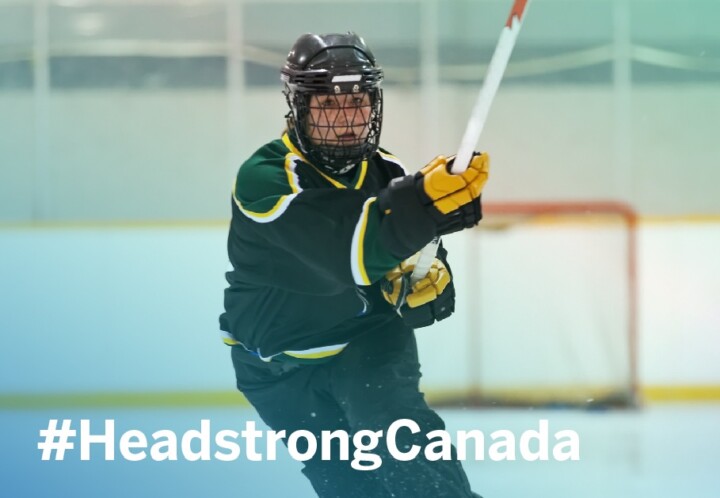 Female Ringette player with the hashtag Headstrong Canada