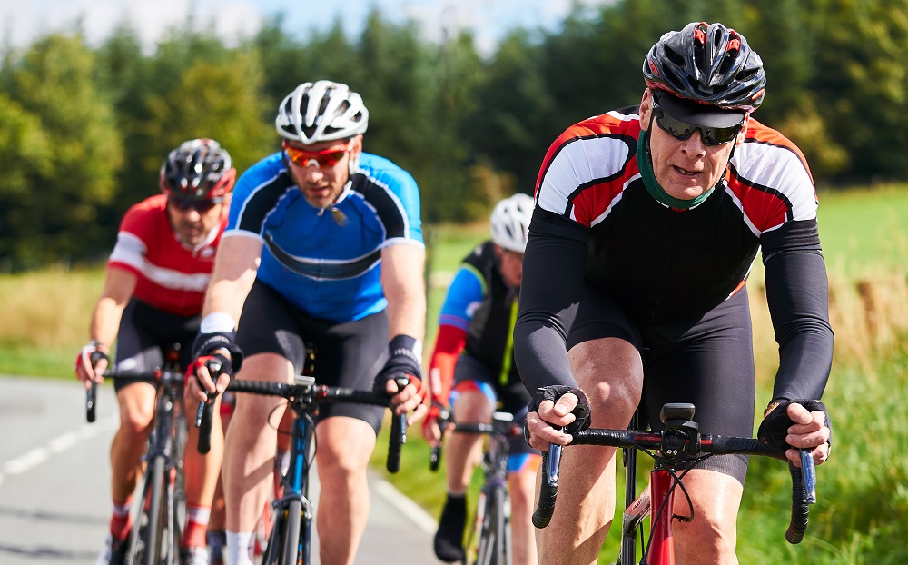 Cyclists racing on country roads 