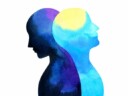 blue watercolor painting illustration displaying mental health, two minds