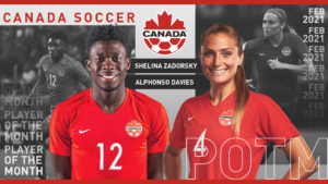 Alphonso Davies and Shelina Zadorsky Player of the month