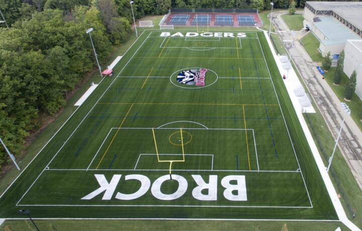 Ariel view of Brock University's soccer field.
