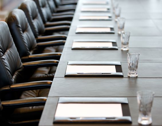 Empty boardroom chairs