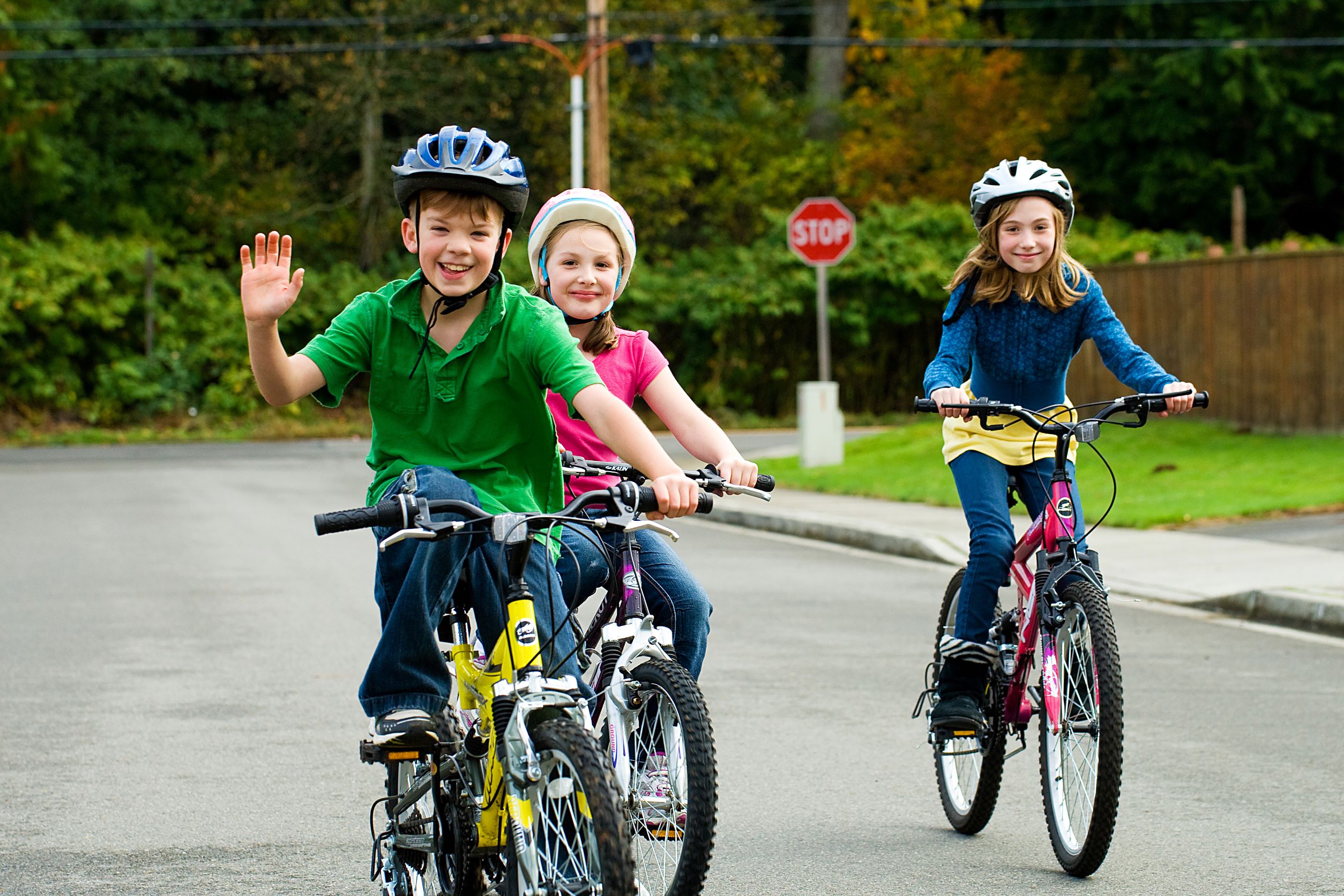 Children riding bikes outside