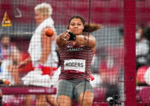 Canadian thrower Camryn Rogers throws during the Women's Hammer Throw finals during the Tokyo 2020 Olympic Games on Tuesday, August 03, 2021. Photo by Mark Blinch/COC *MANDATORY CREDIT*