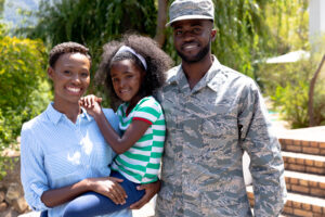 African American military family posing for a photo