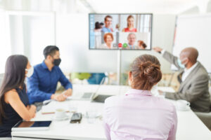 Video conference in the business team meeting during Covid-19