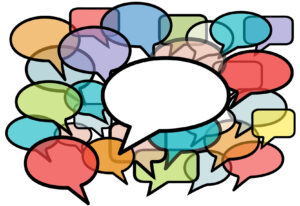 Your message is heard above social media network noise in speech bubble copy space background.