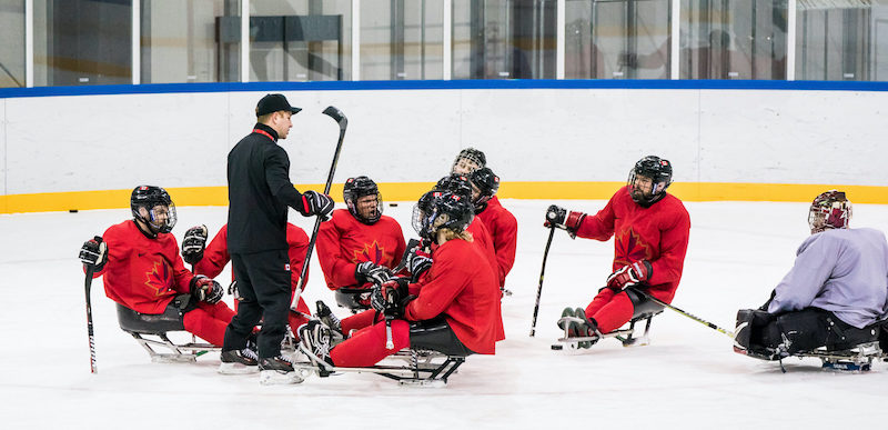 Canada's sledge hockey prctices
