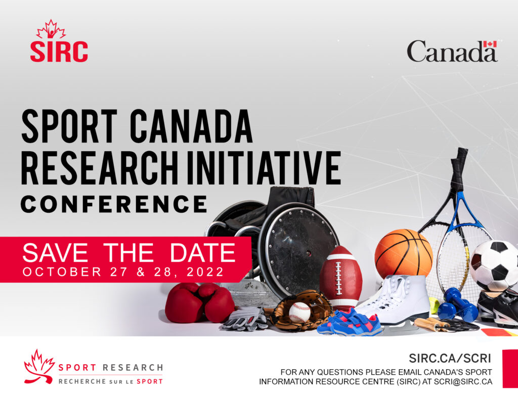 Sport Canada Research Initiative Save the Date graphic, October 27 and 28, 2022