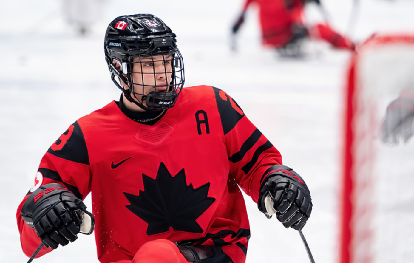 Liam Hickey playing Para ice hockey for Team Canada
