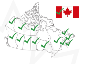 map of canada with green check marks 