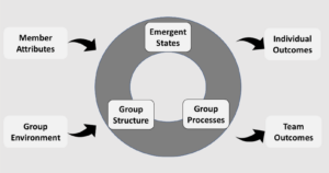 Diagram showing the team dynamics model